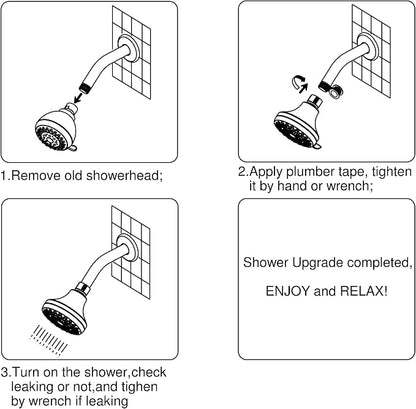 High Presssure Shower head, Premium Chrome Bathroom Fixed Showerhead, 5 Spray Settings Showerheads for Low Water Flow- Excellent Shower Head Replacement for Luxury Shower Experience