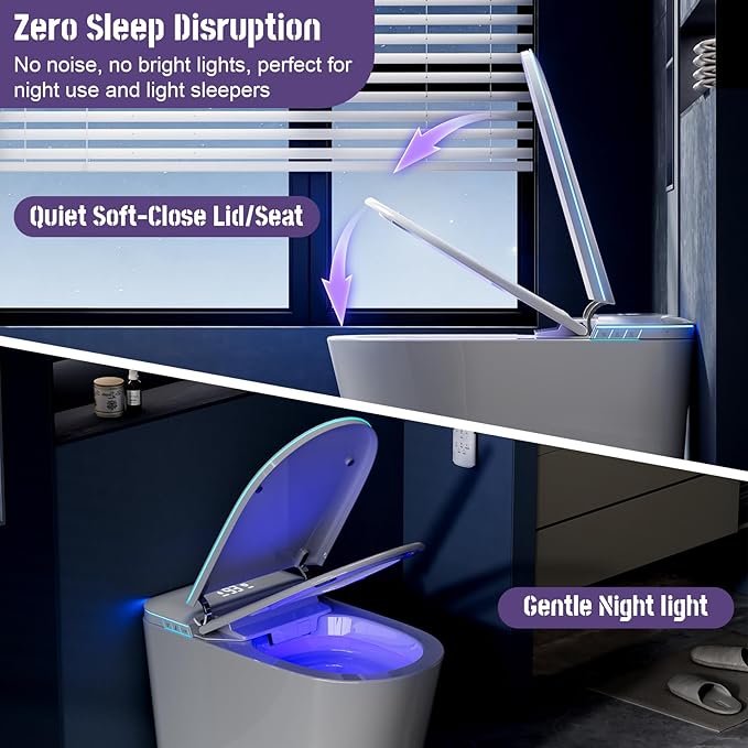 Smart Toilet with Bidet, UV-C Light, Auto Flush, Auto Open&Close, Blackout Flush, Heated Seat, Air Dryer, Modern Elongated Japanese One Piece Bidet for Bathrooms