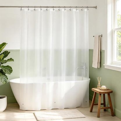 Mrs Awesome 72x108 Extra Long Shower Curtain Liner with Magnets, Frost | 3 Bottom Magnets,12 Rustproof Grommets,Water Proof Lightweight PEVA,72W x 108H Super Long Shower Liner for Bathroom