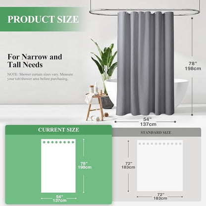 Stall Waffle Shower Curtain 256 GSM Heavy Fabric 54x78 Grey/Gray | 54 x 78 Inch Long, Thick Cloth, Weighted Hem, Water Repellent, Hotel Luxury Polyester Shower Curtains for Bathroom 10 Hooks