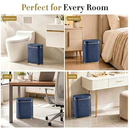 Ogikey Bathroom Small Trash Can with Automatic Touchless Lid, 2.6 Gallon Smart Garbage Can Narrow Waterproof Trash Bin for Bedroom, Office, Living Room