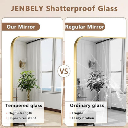 Brushed Gold Mirror, 30"x36" Rectangle Bathroom Mirror, Metal Frame Rectangle Corner Vanity Mirror, Wall Mounted Mirror for Modern, Living Room, Bedroom, Horizontal Or Vertical