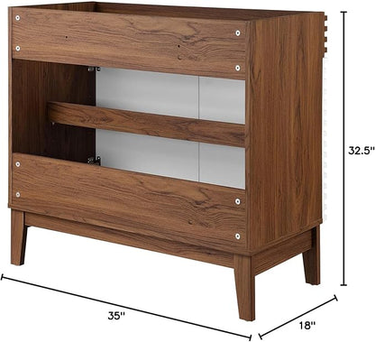 Modway Render 36" Bathroom Vanity Cabinet in White Walnut - Sink Basin Not Included