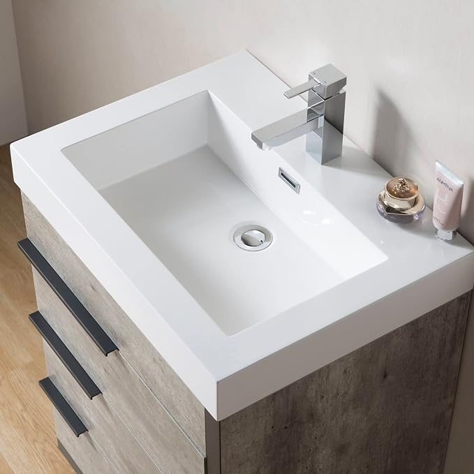 Dowell 24" Bathroom Sink,Single Bowl Vanity Basin,Rectangular Drop-In Bathroom Sink with Overflow,White-000 2418BP