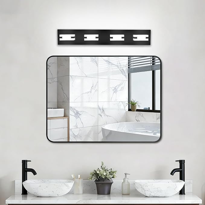 LED Black Bathroom Light Fixtures, 4-Light 27W 5CCT Modern Vanity Lights | NOVELUX LED Black Bathroom Light Fixtures, 4-Light Modern Vanity Lights , ETL Listed, 27W 5CCT Adjustable