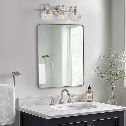 ANDY STAR 3 Light Bathroom Vanity Light, Brushed Nickel Bathroom Light Fixture, Modern Wall Sconces with Globe Clear Glass Shade, Wall Mounted Bathroom Light Over Mirror for Living Room, Foyer