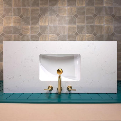 Woodbridge 48"x22" Bathroom Vanity with Single Ceramic Undermount Sink, White Engineered Stone Top, Hand-Painted Black & Gold Accents, Sleek Thin-Leg Frame, Space-Saving for Modern Living