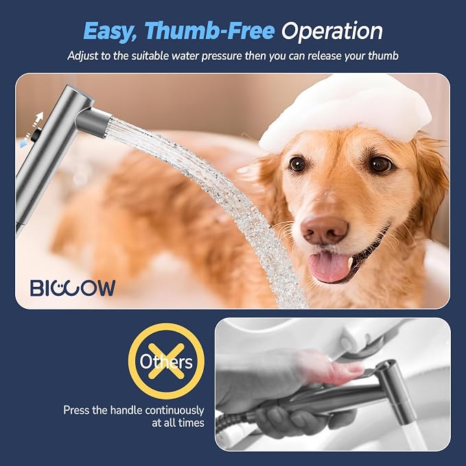 Stainless Steel Handheld Bidet Sprayer for Toilet, Stepless Water Pressure Control, Gentle Toilet Jet Spray with Leak-Proof Bidet Hose, Ideal for Feminine Hygiene, Cloth Diaper, Pet Cleaning