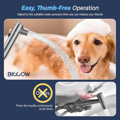 Stainless Steel Handheld Bidet Sprayer for Toilet, Stepless Water Pressure Control, Gentle Toilet Jet Spray with Leak-Proof Bidet Hose, Ideal for Feminine Hygiene, Cloth Diaper, Pet Cleaning