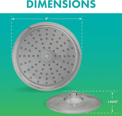 Niagara Conservation N9520BN Rainfall Spa 1-Spray with 2 GPM 8-in. Wall Mount Adjustable Fixed Shower Head in Brushed Nickel, 1-Pack | Bathroom Shower Head Sprayer with Pressure Compensation