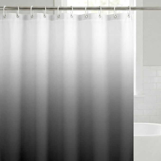 Americanflat 71x74 Grey Ombre Shower Curtain - Water-Resistant Long Shower Curtain with Durable Metal Grommets and 12 Hooks - 100% Polyester