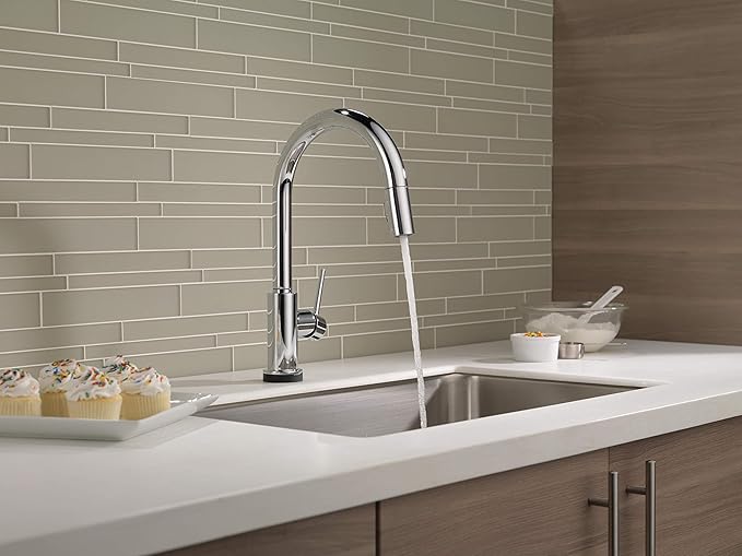 Delta Faucet Trinsic VoiceIQ Touchless Kitchen Faucet with Pull Down Sprayer, Smart Faucet, Alexa and Google Assistant Voice Activated, Kitchen Sink Faucet, Chrome 9159TV-DST