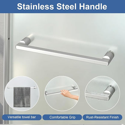 42-48" W x 72" H Frosted Pivot Shower Glass Door Brushed Nickel | 1/4"(6mm) SGCC Tempered Glass with Explosion-Proof Film &Nano Coating,Customizable Width