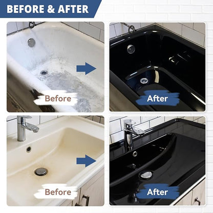 DWIL Tub Paint, Tub and Tile Refinishing Kit with Tools, Bathtub Paint Water Based &Low Odor, Easy to Use for Sink Bathroom Shower, Black 35oz/50-55sq.ft