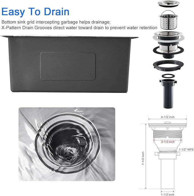 22"x18" Drop-In Single Bowl Kitchen Sink 304 Stainless Steel Brushed | 22 inch Drop-in Sink | SUS304 SS Handmade | Topmount/Overmount | 9" Deep Basin | Single bowl | Moden kitchen/prep