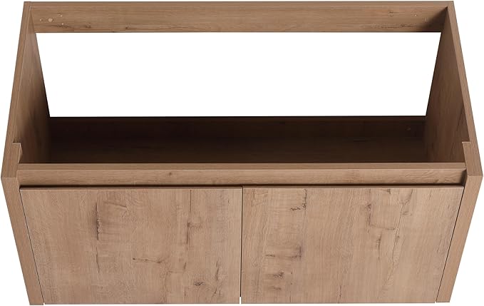 36" Floating Bathroom Vanity,36 Inch Bathroom Vanity Without Top Sink,Modern Floating Vanity Cabinet,Brown Wall Mounted Cabinet with Soft Closing Doors,Plywood(Sink Basin Not Included)