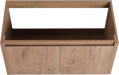 36" Floating Bathroom Vanity,36 Inch Bathroom Vanity Without Top Sink,Modern Floating Vanity Cabinet,Brown Wall Mounted Cabinet with Soft Closing Doors,Plywood(Sink Basin Not Included)
