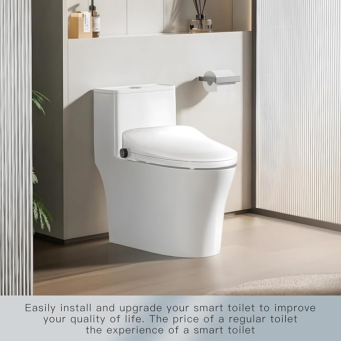 Electric Bidet Toilet Seat Heated Elongated, Smart Bidet Toilet Seat Instant Warm Water & Dryer,Adjustable Water Pressure,Self-Clean Nozzle,Night Light,Slow Close,For Men Women & Child