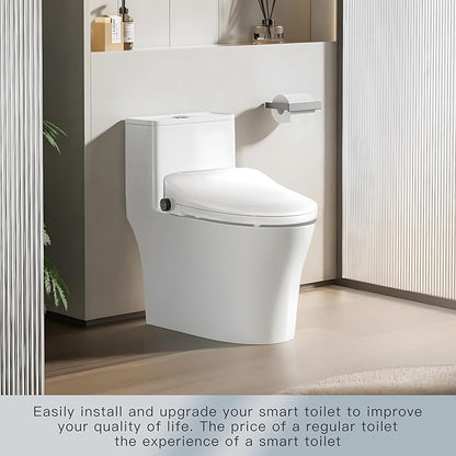 Electric Bidet Toilet Seat Heated Elongated, Smart Bidet Toilet Seat Instant Warm Water & Dryer,Adjustable Water Pressure,Self-Clean Nozzle,Night Light,Slow Close,For Men Women & Child