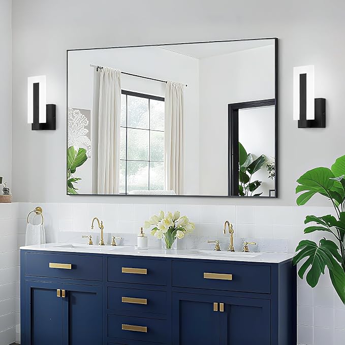 Modern LED Acrylic Wall Sconce, Black Indoor Wall Light Fixtures, 6000K Cold White Wall Mounted Lamp, Wall Sconce Lighting for Hallway, Study,Stairway, Corridor, Bathroom