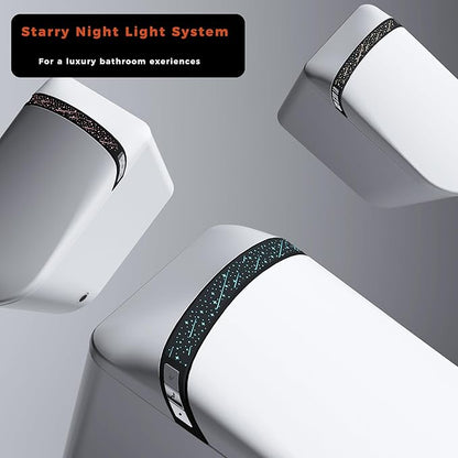 WinZo Luxury Smart Toilet with Elongated Heated Bidet Seat, Auto Flush, LED Display, Multiple Wash Modes with Starry Night Light Warm Comfort with ADA Height,White