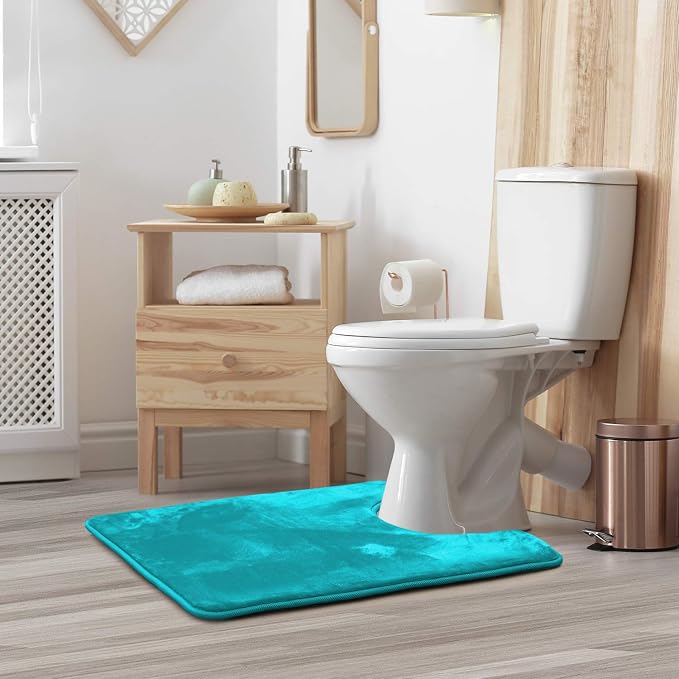 Clara Clark Bathroom Rugs, Velvet Memory Foam Bath Mat, Non-Slip, Machine Washable Bath Rugs - Dries Quickly, Ultra Soft Plush Bath Mats for Bathroom, 20 x 24, Teal Blue