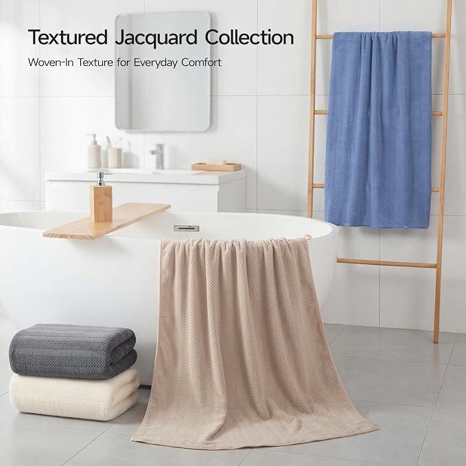ecolook Microfiber Bath Towels Set of 4, 31 x 63 Inch Extra Large Bath Towel Set, Super Soft & Highly Absorbent, Quick Dry Lightweight Towels for Bathroom, Gym, Spa, Pool & Travel, Multicolor