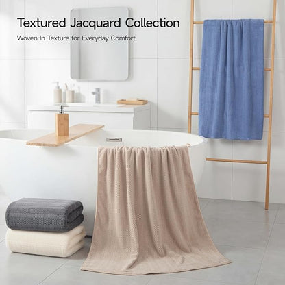 ecolook Microfiber Bath Towels Set of 4, 31 x 63 Inch Extra Large Bath Towel Set, Super Soft & Highly Absorbent, Quick Dry Lightweight Towels for Bathroom, Gym, Spa, Pool & Travel, Multicolor