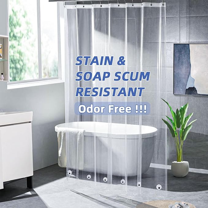 10G Shower Curtain Liner, 74 inch Long Plastic Clear Shower Curtain Liner with 6 Weighted Magnets for Shower Bathroom, Heavy Duty, Transparent, 100% Waterproof(72 x 74 inch)
