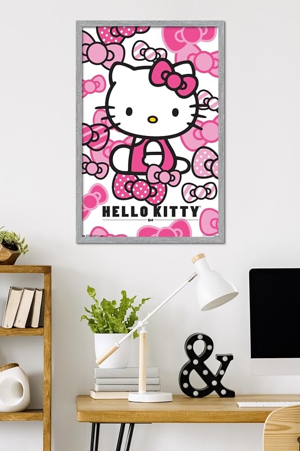 Hello Kitty: 16 Core - Bows Wall Poster, 34L" x 22.4W", Gray Framed Version