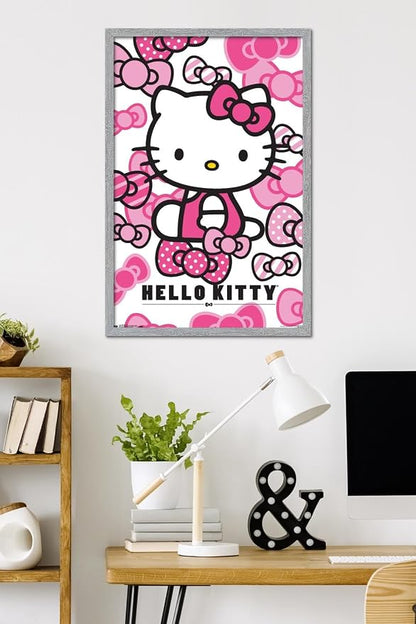 Hello Kitty: 16 Core - Bows Wall Poster, 34L" x 22.4W", Gray Framed Version