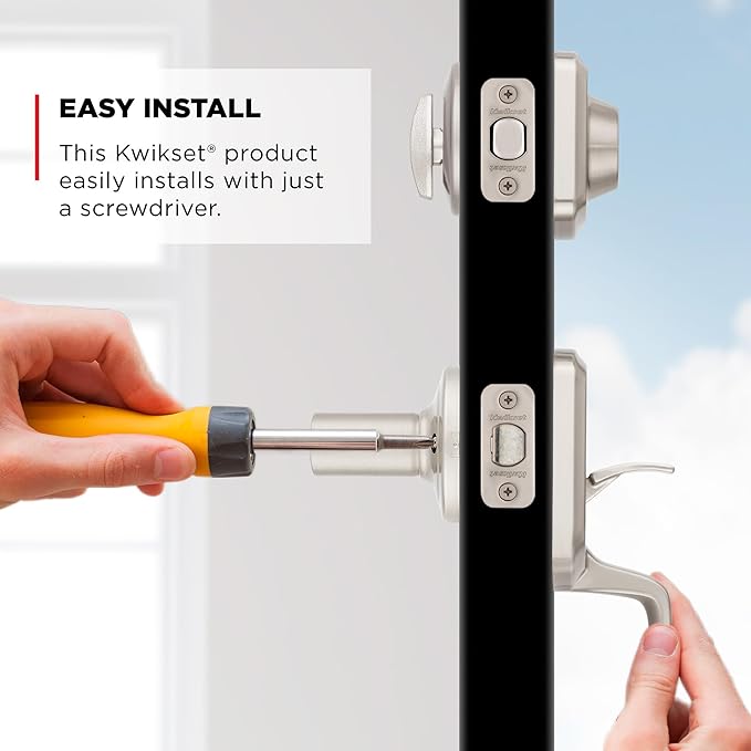 Kwikset Henley Front Door Lock Handle and Deadbolt Set, Entry Handleset Exterior with Interior Reversible Lever, Satin Nickel, Pick Resistant SmartKey Rekey Deadbolt Security, with Microban Protection