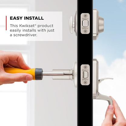 Kwikset Henley Front Door Lock Handle and Deadbolt Set, Entry Handleset Exterior with Interior Reversible Lever, Satin Nickel, Pick Resistant SmartKey Rekey Deadbolt Security, with Microban Protection