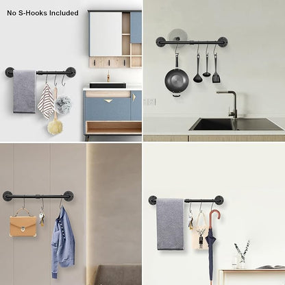 Livabber 5 Pieces Industrial Pipe Bathroom Towel Rack Set, Bath Hardware Include 18 Inch Towel Bar, Toilet Paper Holder, Wall Mounted Heavy Duty Rustic Iron Decor Accessories Kit, Black
