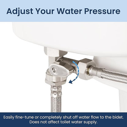 LUXE Bidet 7/8" x 7/8" x 1/2" Shut-Off Valve T-Adapter for Bidets, Only Compatible with NEO Series Bidet Attachments (Teardrop Lever, Nickel Finish)