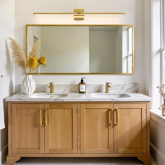 Modern Bathroom Light Fixtures Over Mirror - 39 Inch Brushed Gold Vanity Light Bar 28W Dimmable 5CCT LED Vanity Lights for Bathroom Mirror Cabinets Bedroom