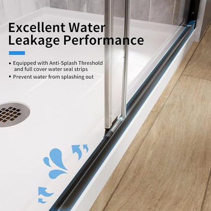 Royal Guard Double Sliding Shower Door 44-48" W x 76" H,Matte Black | 6mm SGCC Tempered Glass,Nano Coating Easy Clean,Walk-in Shower Use,Reversible Installation&Waterproof