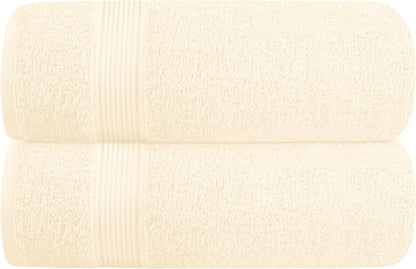 Cotton 2 Pack Oversized Bath Towel Set 28x55 inches, Large Bath Towels, Ultra Absorbant Compact Quickdry & Lightweight Towel, Ideal for Gym Travel Camp Pool - Ivory