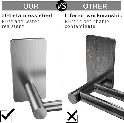 Taozun Towel Bar - 24 Inch Towel Holder with 2 Packs Adhesive Hooks, Hand Towel Rack Stick on Wall, Stainless Steel Bathroom Hardware Accessory Kit