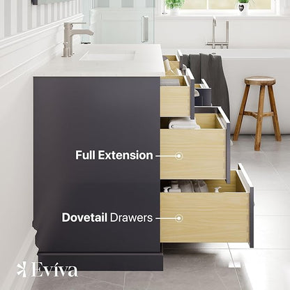 Eviva Epic 60 in. Charcoal Gray Single Sink Bath Vanity with Carrara Quartz Top