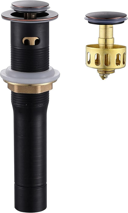 Pop up Sink Drain Stopper for Bathroom Vessel Vanity Sink Art Basin Oil Rubbed Bronze, Small Cap with Overflow, Metal Pop-up Drain Strainer with Detachable Basket Stopper | Pop Up Drain, Made of Metal, Small Cap, with Detachable Basket Stopper, Drain F...