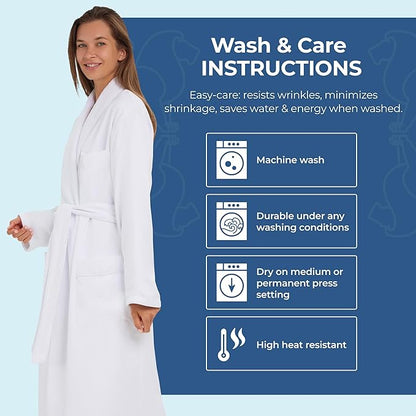 MONARCH Unisex Plush Lined Microfiber Bath Robe - Soft Shell with Polyester Lining, Resort-Grade Hotel & Spa Robe with Pocket