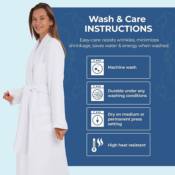 MONARCH Unisex Plush Lined Microfiber Bath Robe - Soft Shell with Polyester Lining, Resort-Grade Hotel & Spa Robe with Pocket