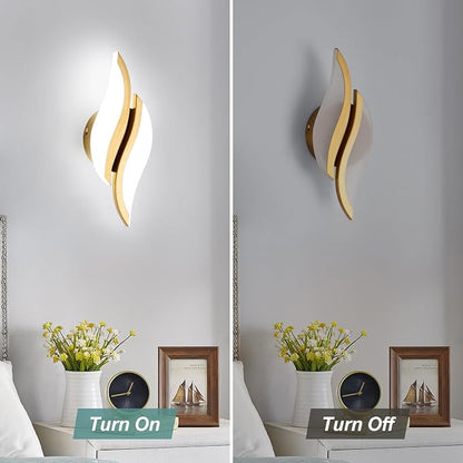 CANEOE Modern LED Wall Sconce 6000K Gold Indoor Wall Light Fixtures Acrylic Wall Sconce Lighting for Living Room Bedroom Bedside Bathroom Hallway Stairway Wall Lamp (Gold, 1 Pack, 6000K)