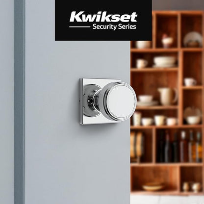 Kwikset Maven Dummy Door Knob, Single Sided Handle for Closets, French Double Doors, and Pantry, Polished Chrome Non-Turning Square Interior Push/Pull Door Knob, with Microban Protection