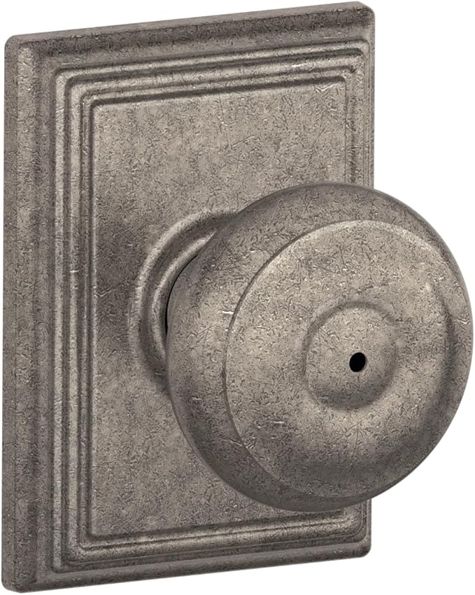 SCHLAGE F40 GEO 621 ADD Lock Company F40GEO621ADD Addison Collection Georgian Privacy Knob, Distressed Nickel