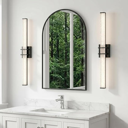 URSOLA 36" Modern LED Bathroom Light Fixtures, Matte Black 3CCT Dimmable Bathroom Vanity Light Over Mirror, Bathroom Vanity Bath Bar Lights with Crystal Acrylic Shade