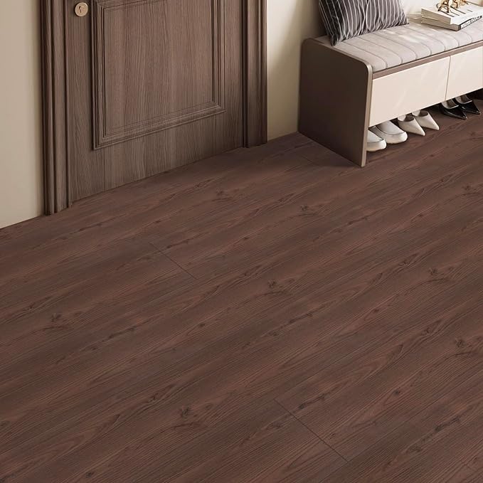 Peel and Stick Floor roll:12 * 118in Vinyl Flooring roll | waterproof,self-adhesive floor tile sticker for bathroom/kitchen/bedroom/livingroom/hallway(walnut brown)