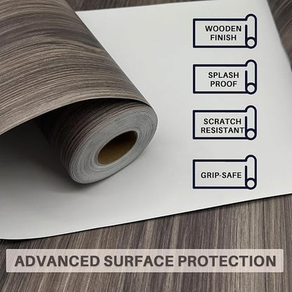 Wood Grain Peel and Stick Floor Tiles, 11.8" W × 118" L, Dark Color | Soft wood‑look finish, Works on many surfaces, Easy to cut, Non‑slip texture, Good for renters and DIY users, Removable