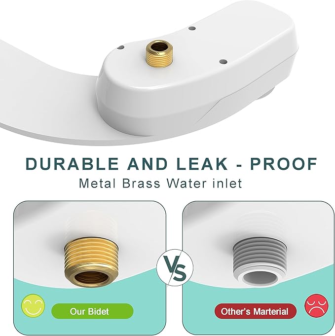 Left Handed Bidet - Ultra-Slimt Non-Electric Dual Nozzle (Frontal & Rear Wash) Adjustable Water Pressure, Water Bidet Toilet Seat Attachment,Easy to Install (White)